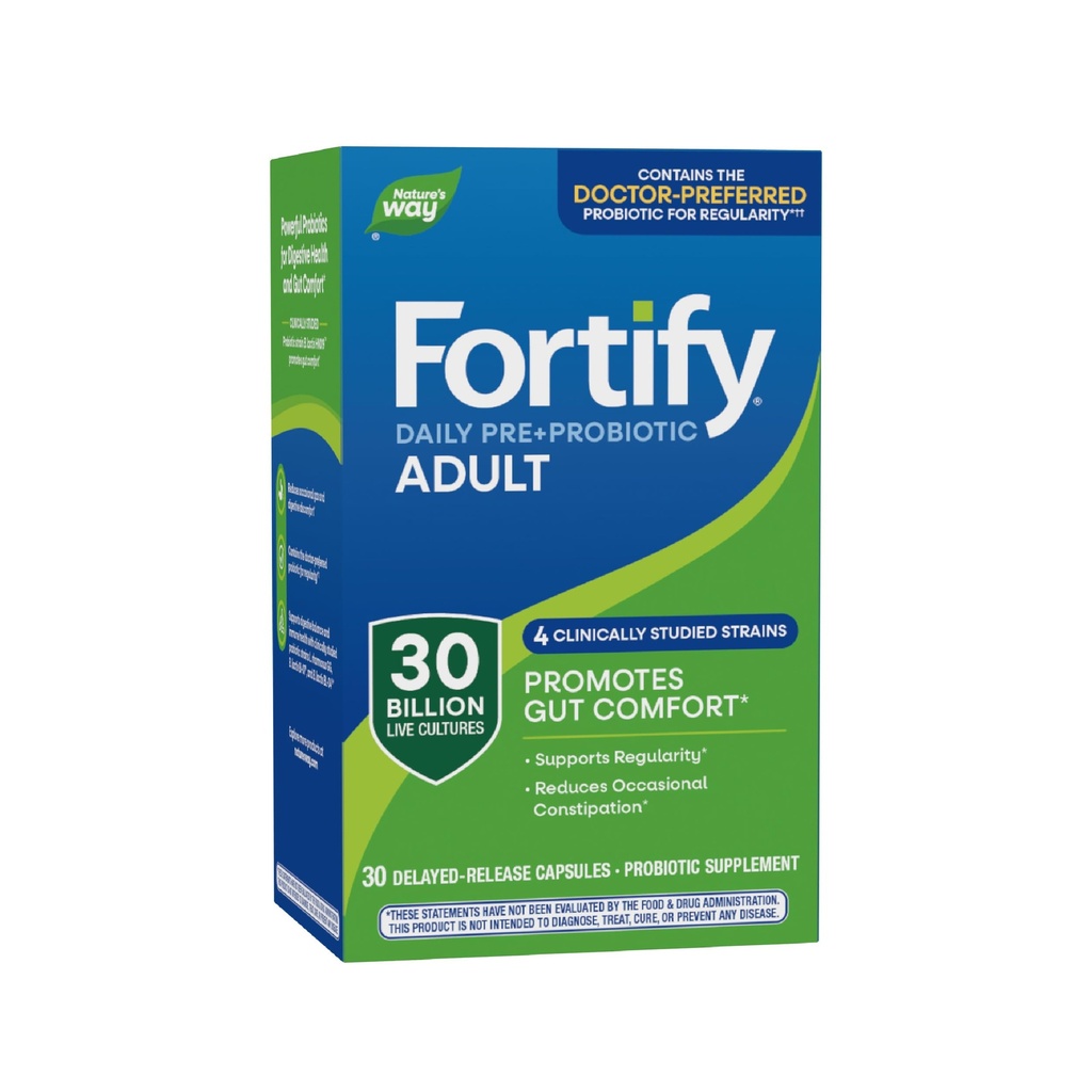 Nature 's Way Fortify Daily Pre + Probiotic Adult 30 Milionů, Probiotika pro podporu imunitního a trávicího zdraví *, 30 miliard živých kultur, 30 kapslí