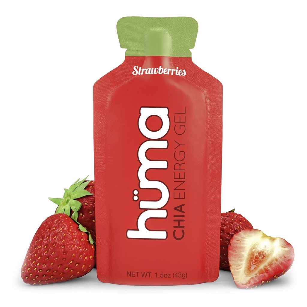 Huma Chia Energy Gel, Jahody, 12 Gels - Premier sportovní výživa pro vytrvalost cvičení