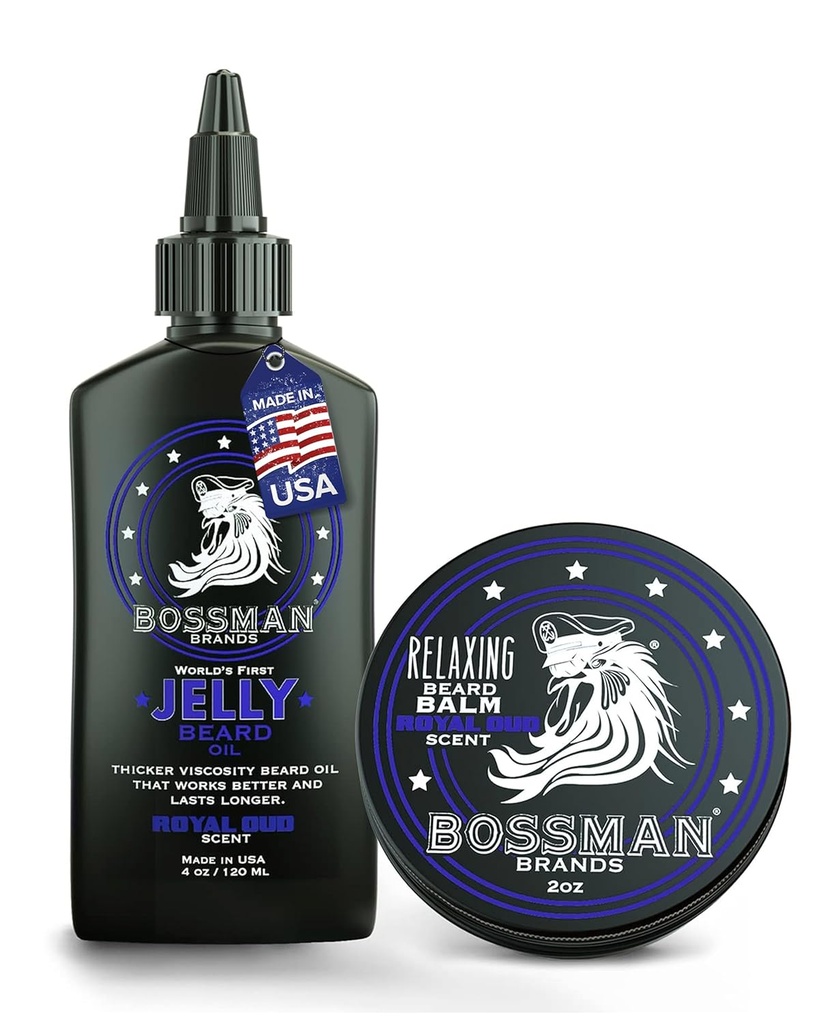 Bossman Jelly Beard Oil pro muže & Beard Balm pro muže Combo - Royal Oud Scent