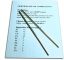 Koloidní stříbrný vodič Garantovaný 99.99% čistý - Sada (2) 4 "Electrode Ruds 12-Gauge (0,08 v. / 2.06 mm) s certifikátem shody / kompletní chemická analýza složení slitiny