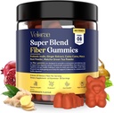 Super Blend Fiber Gummies pro dospělé - 8g Prebiotické Fiber Gummies, Podporuje trávicí zdraví, Bloating Relief & Wellness, Infused with Ginger, Camu Camu & Matcha, Strawberry Flavor - 60 Počet