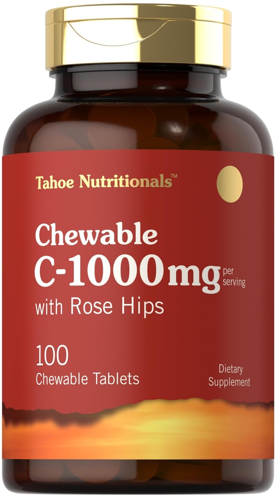 Carlyle Vitamin C Žvýkačky 124; 1000mg Yellow 124; 100 Tablets Natural Orange Flavor Yellow 124; Vegetarian, Non- GMO & Gluten Free Supplement Yellow 124; Tahoe Nutritionals