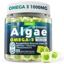 Vegan Omega33 Gummies pro dospělé, Fish Oil Alternative from Algae Oil, Plant Based DHA 460mg & EPA 230mg Plus MethylFolát, Vitamin B12, Fosfatidylserin, No Fishy Taste, Vegan, Sugar Free, 60 Cts