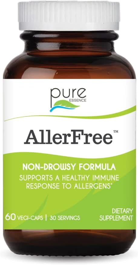 AlerFree přírodní alergie Supplement by Pure Essence Labs - Non Drowsy pilulky pro Sinus a Nasal Zdravotní Sezónní Alergie s Enzymy a Byliny - 60 Kapsle
