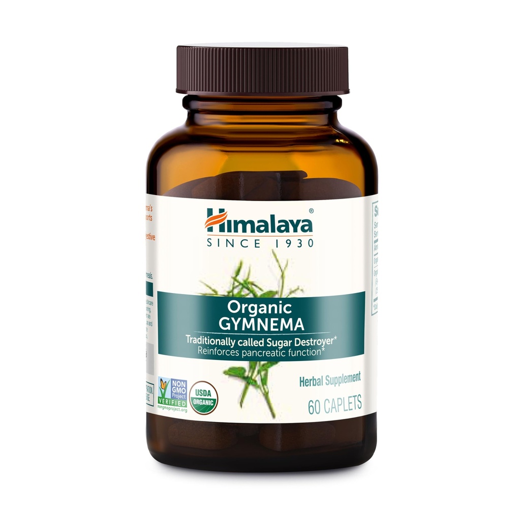 Himalaya Organic Gymnema Sylvestre - Podpora metabolismu bylin - USDA Organic, Non- GMO, Vegan, Gluten Free, Additive Free, 700 mg, 60 Caplet