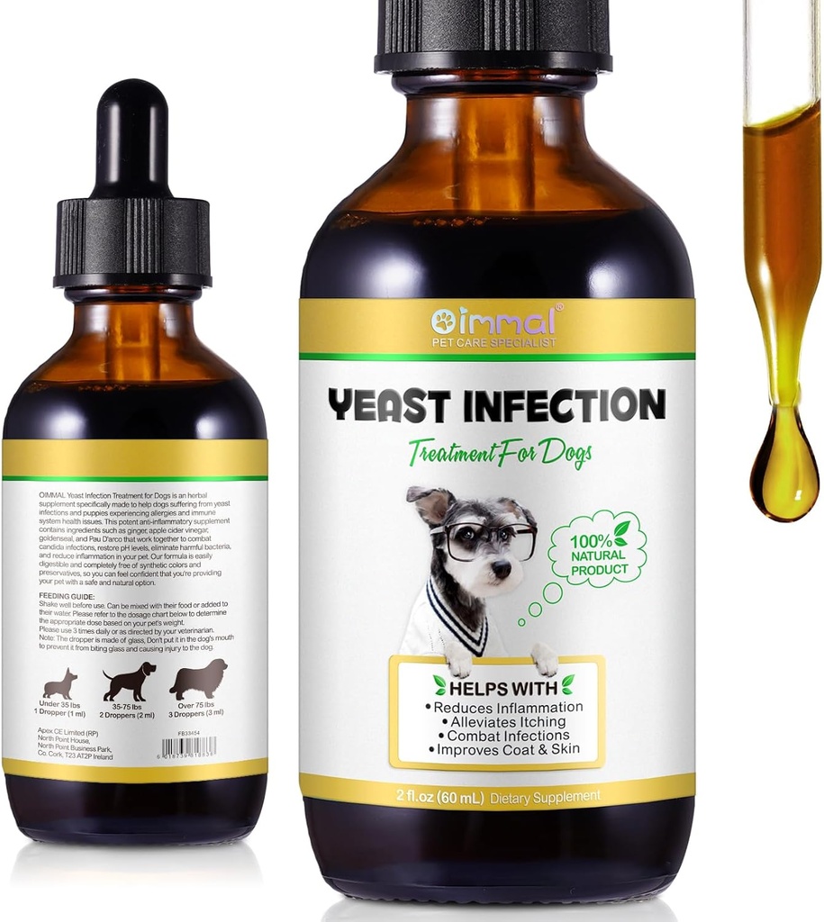 Natural Yeast Infection Treatment for Dogs - Podporuje zdravé Itch Relief & Zánět - Dog Ušní infekce Léčba & Alergie Relief - Itch Relief for Dogs, Dog Ear Léčba pro Infections-2 fl oz