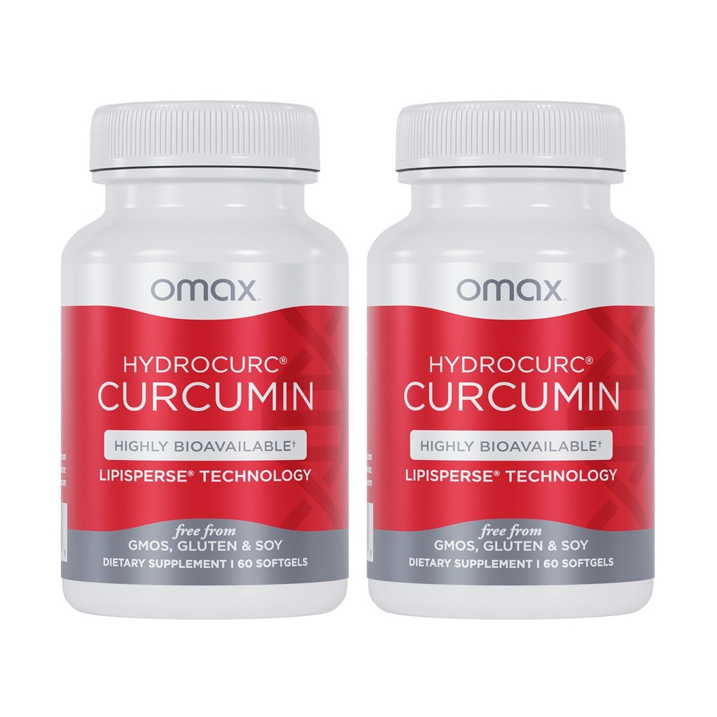 Omax3 2 Pack - HydroCurc Kurkumin, Vysoce biologicky dostupné MCT Oil Nanoparticle for Potency & Absorption, Joint Health, 120 Softgels