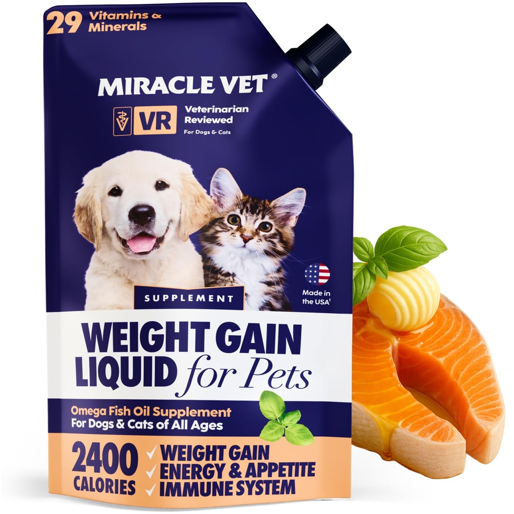 Zázrak Vet high- Kalorie hmotnost Gainer pro psy & kočky - Multivitamin Nutritional Supplement Gel, Omega Fish Oil, vápník - Štěně, senior, Prenatal Cat & Dog Vitamíny, doplňky pro hmotnost
