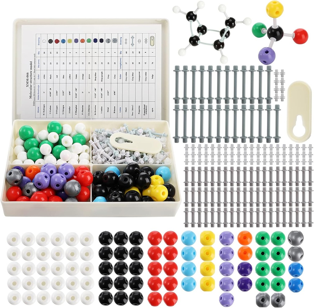 YOPAY 240 Kousky Molekulární model Kit, Organic and Aorganic Chemistry Molekulární Struktura Model, 86 Atomy a 153 Odkazy a 1 Krátký odkaz Odstranění nástroj