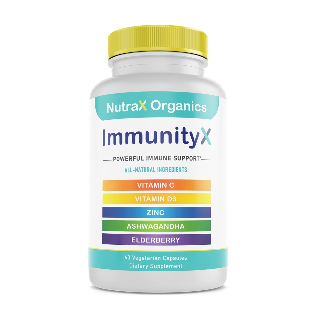 All- in- One Organic Immunication Supplement 60 Vegan Kapsle - Elderberry 500mg, Ashwagandha 500mg, 400mg Vitamin C a zinek - Vitamin D3 - Imunitní posilovače pro dospělé