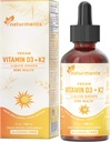 Naturments Vitamin D3 s K2 kapalné kapky (jako Lichen) + K2 Complex: pro kostní a srdeční zdravotní vzorec imunitní podpora a energie - Rychlejší absorpce Non- GMO, Vegan Alcohol- Free, Sugar- Free 1 Fl Oz
