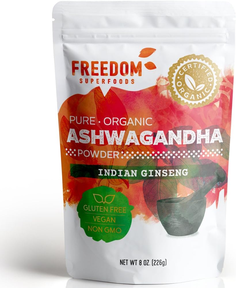Organický Ashwagandha kořenový prášek extrakt z Indie - A potent Adaptogen & Premium Feel Good Veda vitamin dodatek pro růst a výšku vlasů - Vegan a gluten zdarma - 8oz