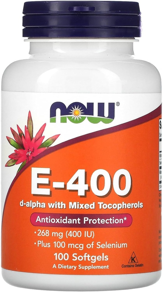 Now Foods E- 400 D- Alpha with Mixed Tocopherols, 268 mg (400 IU), 100 Softgels