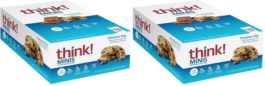 Mysli! MINIS Protein Snack Bary, gluten zdarma, Chocolate Chip, 15 Počet (balení po 2)