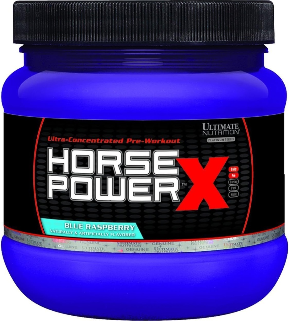 Ultimate Nutrition Horsepower X Advanced Precvičení dodatek s Creatine a vitamin B12, 45 Služebnictvo, Blue Raspberry