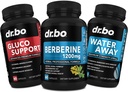 DR. BO Berberine dodatek Podpora metabolismu a vodní pilulky - 1200mg Berberine HCL dodatek pro zdravou metabolickou podporu - Premium HCL 600mg per Capsule & Water Pills Retention