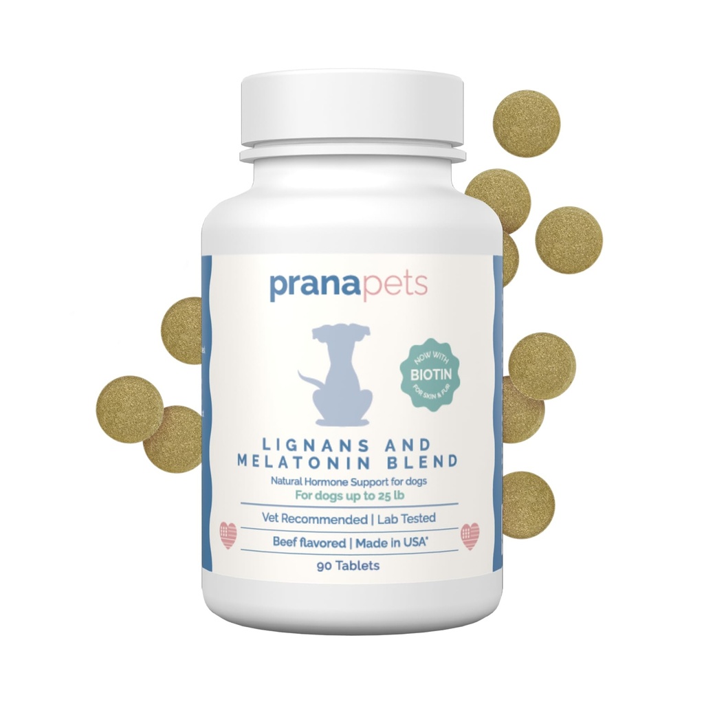 PranaDomací Lignans & Melatonin s Biotin Směs Přirozeně pomáhá při zmírnění příznaků Cushing je u psů až 25 liber 124; Podporovat zdravou rovnováhu a celkové well- being
