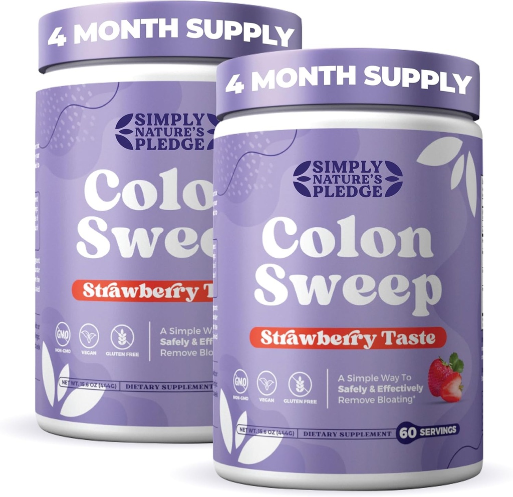 ColonSweep Psylium Husk Powder Colon Cleanser - Vegan, gluten Free Fiber Supplement - Bezpečné čistění kolonu pro zácpu, Bloating Relief & Gut Health -16 OZ (60 Služeb) - 2 Pack