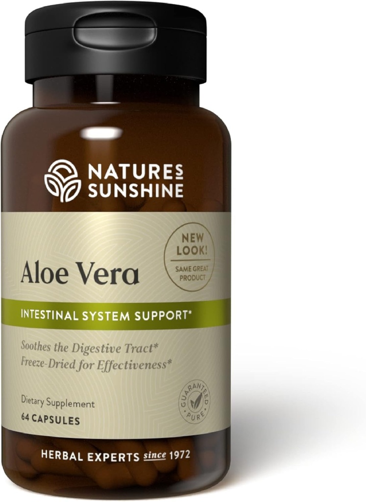 Nature 's Sunshine Aloe Vera Freeze Sured, 64 Kapsle 124; Zklidňuje trávicí trakt a dodává živiny do střevní systémy