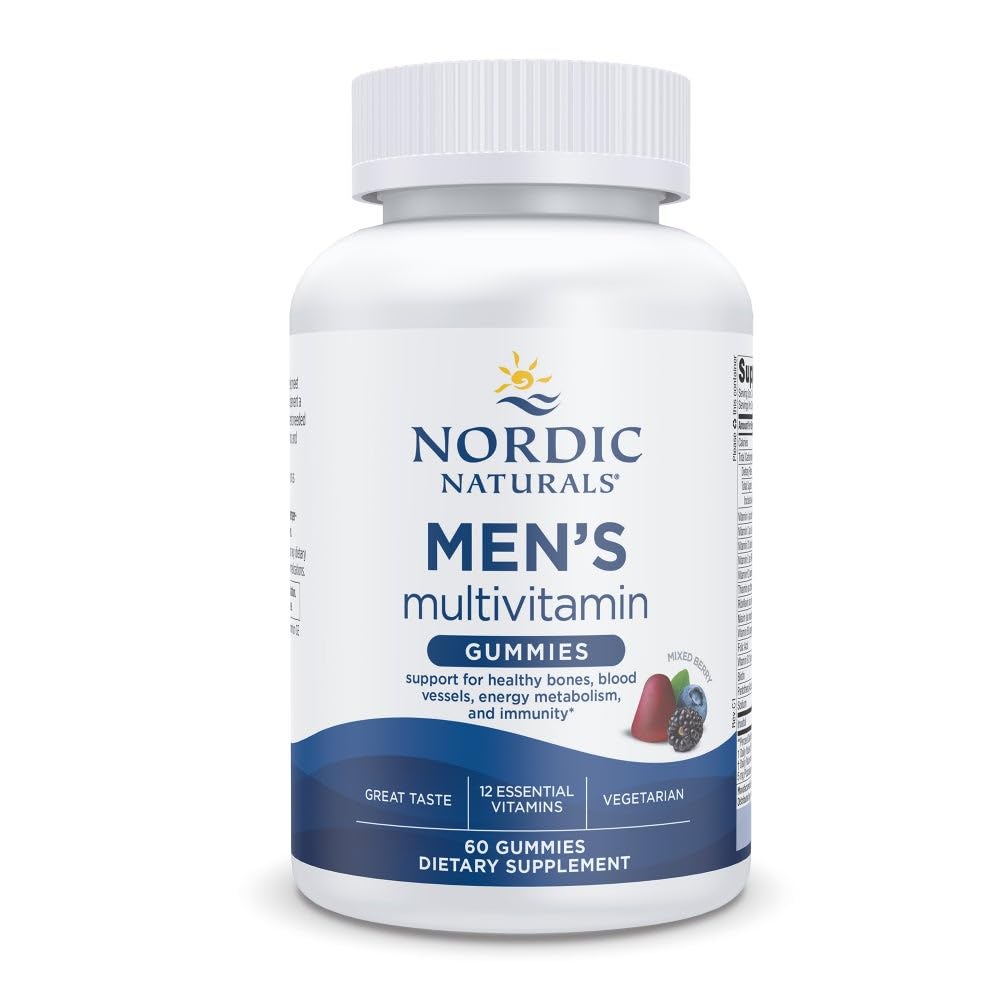 Nordic Naturals Men 's Multivitamin Gummies, Mixed Berry - 60 Gummies - Podpora zdravých kostí, krevních plavidel, energie a imunity - Non- GMO, Vegetariánské - 30 Služebnictví