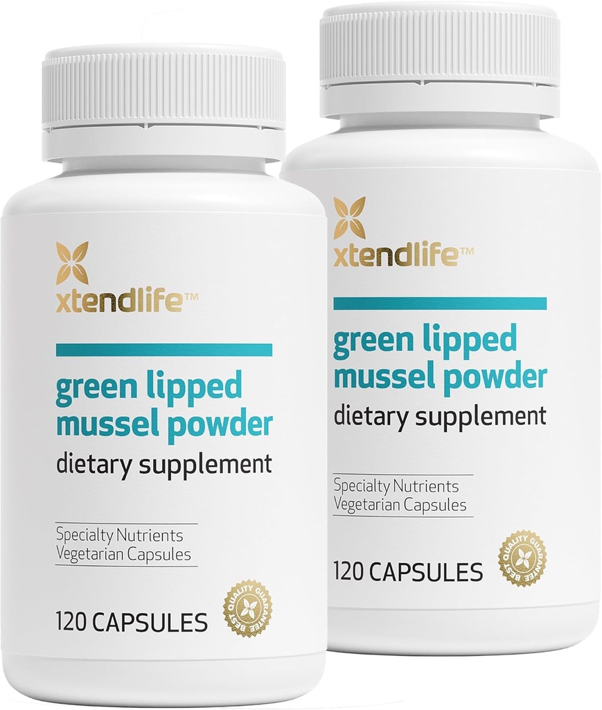 Xtendlife Green Lipped Mussel Powder - 2400mg dodatek s Omega-3 mastné kyseliny z Nového Zélandu pro společné zdraví, 120 Kapsle (2 balení)