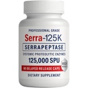 Serra- 125k Extra síla Serrapeptáza 125 000 SPU, 90 Vegan Kapsle, opožděné uvolnění, systémové enzymy, podporuje zdravé sinusové a zdravý imunitní systém, Non- GMO a All- přírodní