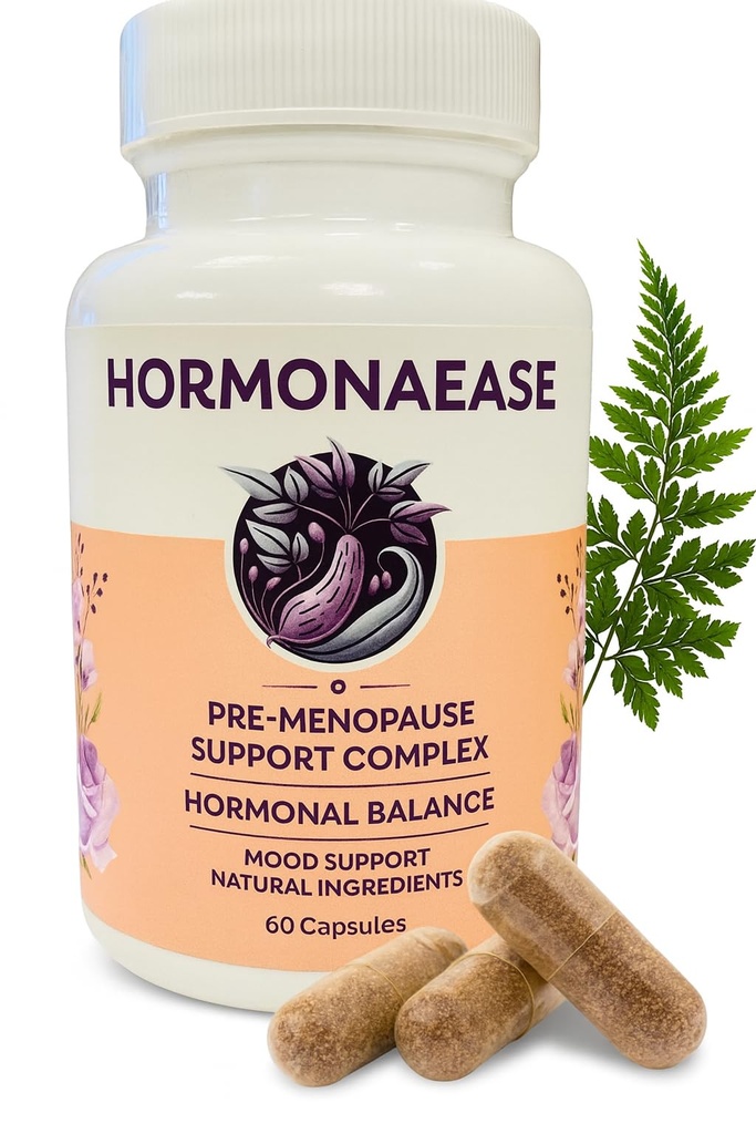 HormonaEase Dámské wellness dodatek - Vegan Hormonal Balance, Mood & Energy Support with Maca Root & Dong Quai