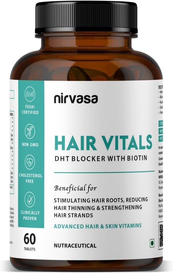 Vitální DHT blokáda s biotinovými tabletami s Beta- Sitosterolem & Stenging Nettle Root Extract 124; Vlasové vitaminy pro muže a ženy - 60 tablet