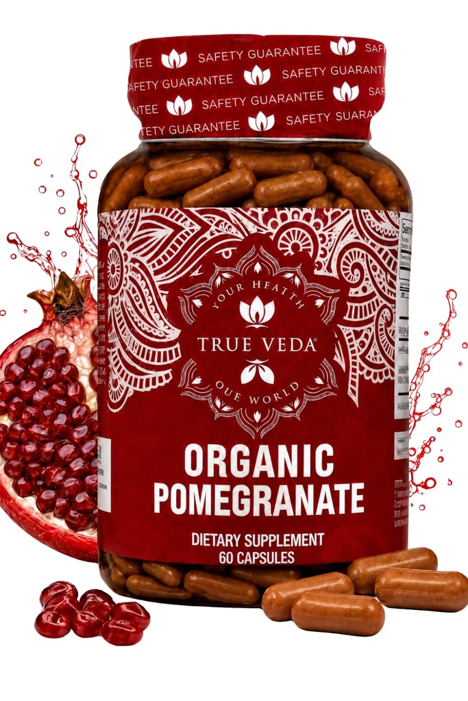 Granátový extrakt Dodatek - Ellagic Acid, High Punicalagins CLAS124; USDA Certified Organic Granátová dodatek CLAS124; Směs granátového ovoce, semen a peel Extract CLAS124; 60 Vegan Granátová kapsle