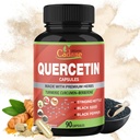 Organické Cadane Quercetin Extract Kapsle, 90 kapslí, 3 měsíce Dodávka s Quercetin, Kurkumin, Berberine, Nettle, Black Seed Powder, Black Pepper.
