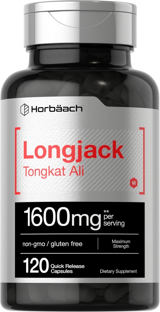 Horbäach Longjack Tongkat Ali pro muže a ženy CLAS124; 1600mg CLAS124; 120 Capsules CLAS124; Extract Supplementary CLAS124; Maximální síla pilulky CLAS124; Eurycoma Longifolia CLAS124; Non- GMO a gluten zdarma