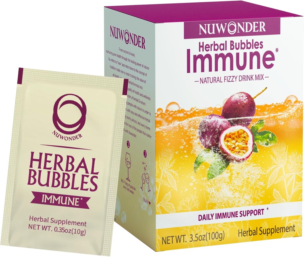 Imunitní Booster Fizzy Drink Mix Bylinný dodatek Vyrobeno s Astragalus, Zázvor, Jujube, Atractylods, Vášeň ovoce, bez umělé, 10 balení (Extra 1 tašky)