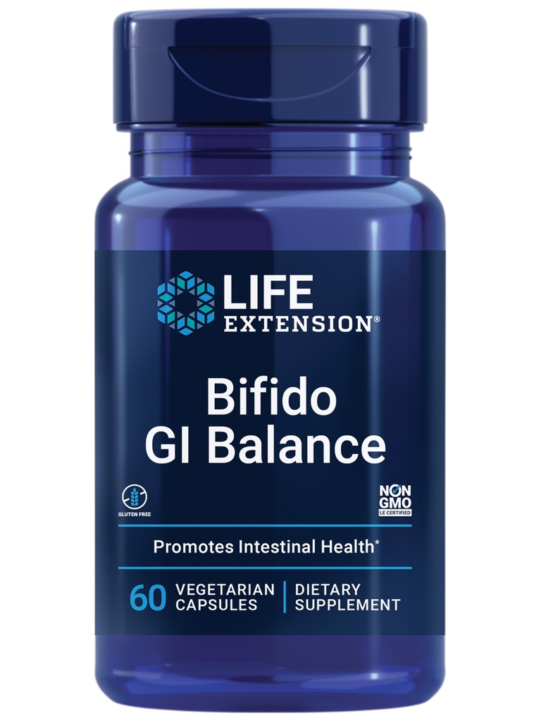 Life Extension Bifido GI Balance, probiotika, Bifidobacterium longum BB536 ® (2 miliardy CFU), Podpora zdravé Gut & Digestive Health, Gluten- Free, Non- GMO, Vegetariánské, 60 Kapsle
