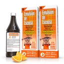 Emulsión de Escotia Cod Jaterní olej komplex s vitamíny A, D, E, B1 - Přírodní Orange Flavor doplněk stravy pro imunitní podporu a zdraví kostí - Essential Omega 3 Fish Oil - 6.5 oz (2-Pack)