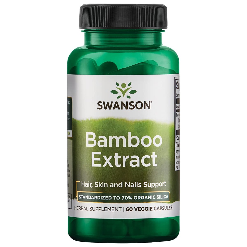 Swanson Bamboo Extract pro vlasy a nehty Silica dodatek podporuje Collagen 300 mg 60 Veggie Kapsle