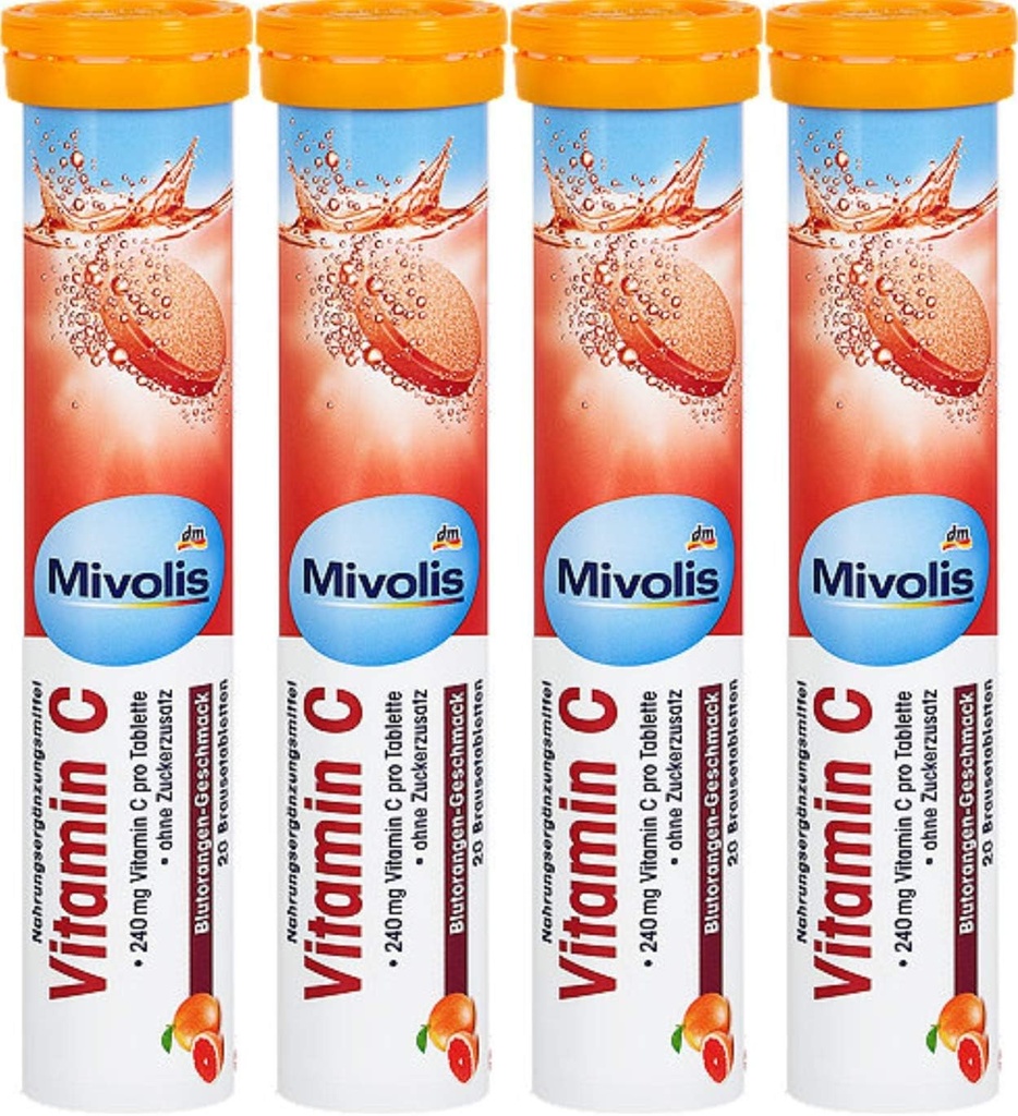 Mivolis Vitamin C efervescent Tablety - Dietní doplňky 4 Balení x 20 ks