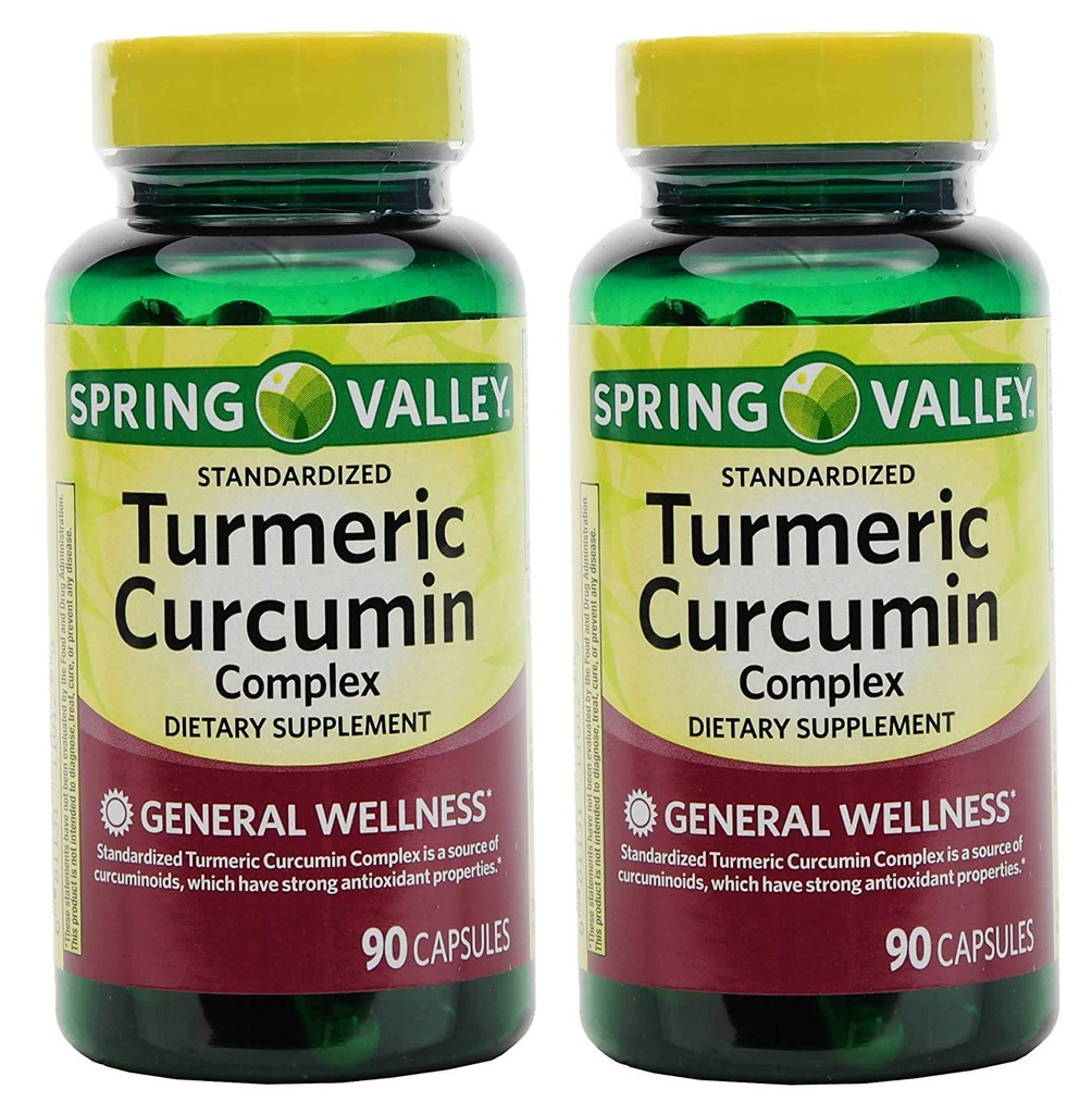 Jarní údolí Stndr Kurkumin Komplexní dietní doplněk Kapsle, 500 mg, 90 Počítací láhev, 2 balení