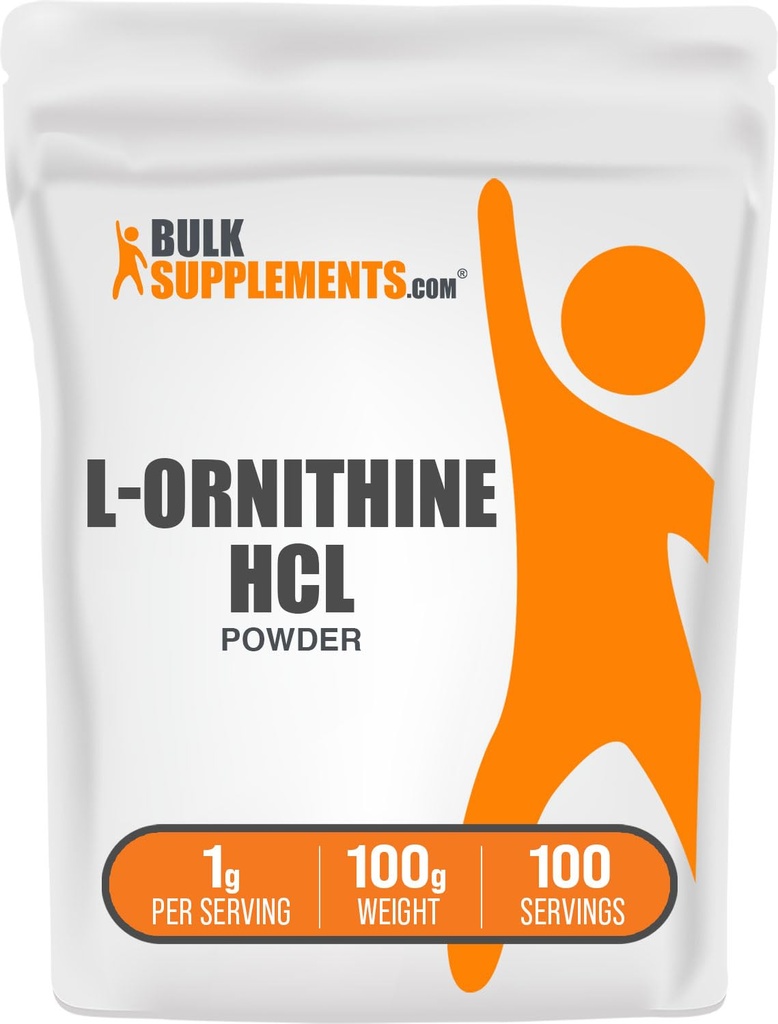Bulksupplements.com L-Ornithin HCl Powder - Ornithin Supplemente, Amino Acids Supplement - Gluten Free, 1g per Serving, 100g (3.5 oz) (balení po 1)