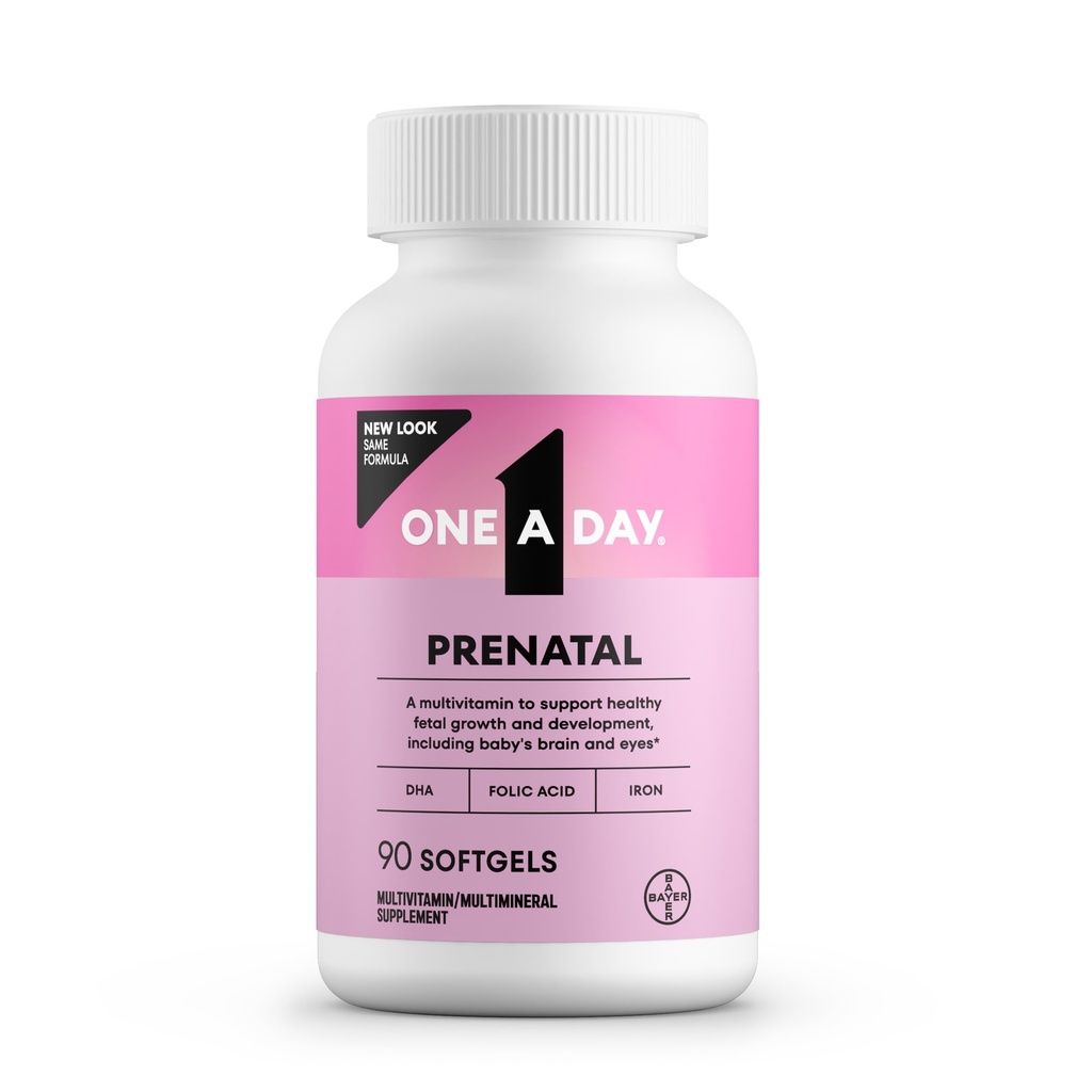Jeden den Prenatální vitaminy - kyselina listová, železo, Omega - 3 (DHA), těhotenské vitaminy pro ženy, Prenatal Multivitamin pro mámu a dítě podpora, Těhotenství musí mít 90 Ct (balení květen Vary)
