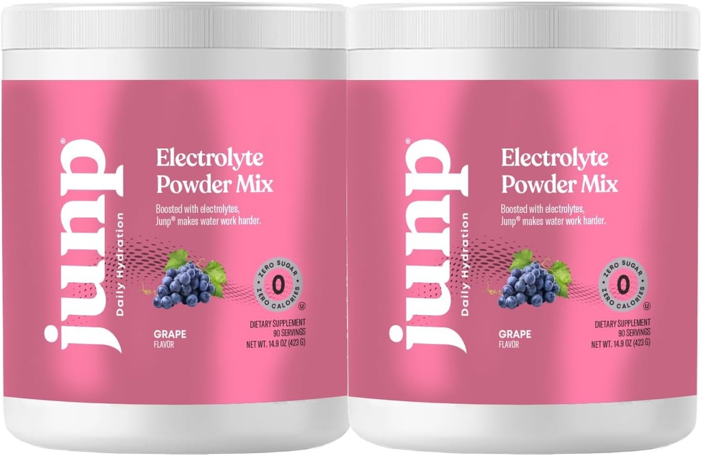 JUNP Electrolytes Powder No Sugar No Carbs - Vine zrající grape infused Drink Mix - Draslík & Salt Electrolyte Hydration Powder Nula Calorie Cukr Volný Electrolyte Powder, 180 Servings