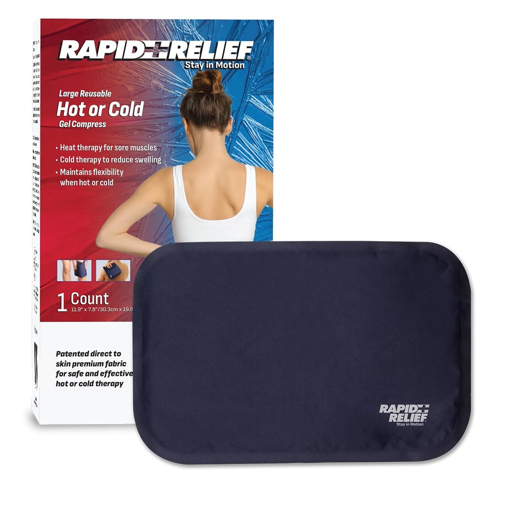 Rapid Relief Large Reuse Gel Cold Compress - Komfortní flexibilní ledové balíčky pro záda, kolena, rameno, svaly a bolest těla Relief 8 "x 12" Velké