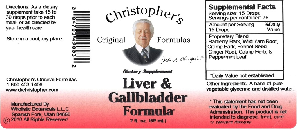 Christopher 's Original approvas Játra a žlučník Formule, Bylinný dodatek pro detox & stravitelná podpora, 2 fl oz