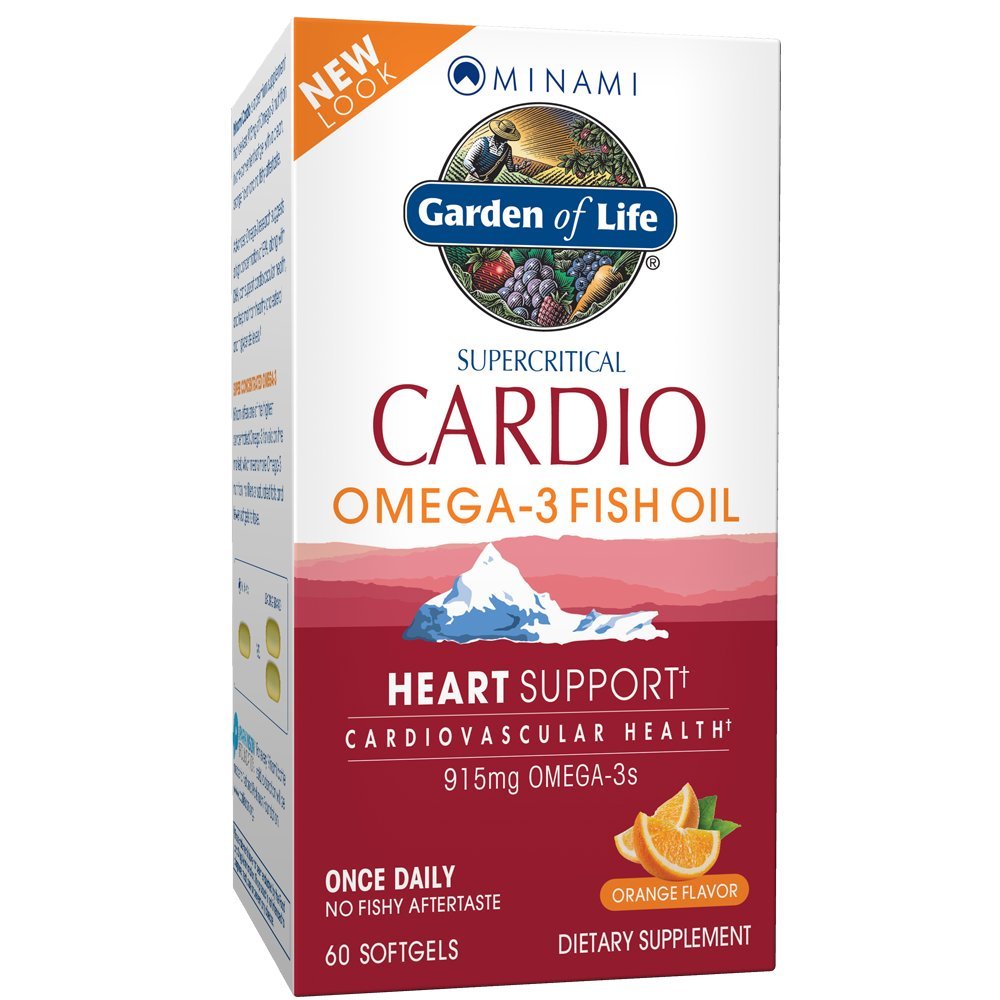 Zahrada života Rybí olej Omega 3 - Cardio Rybí olej dodatek pro zdraví srdce, 915mg Omega 3 mastné kyseliny EPA & DHA - Orange Flavor, Dva měsíce dodávky, Minami Ultimate doplňky, 60 Softgels