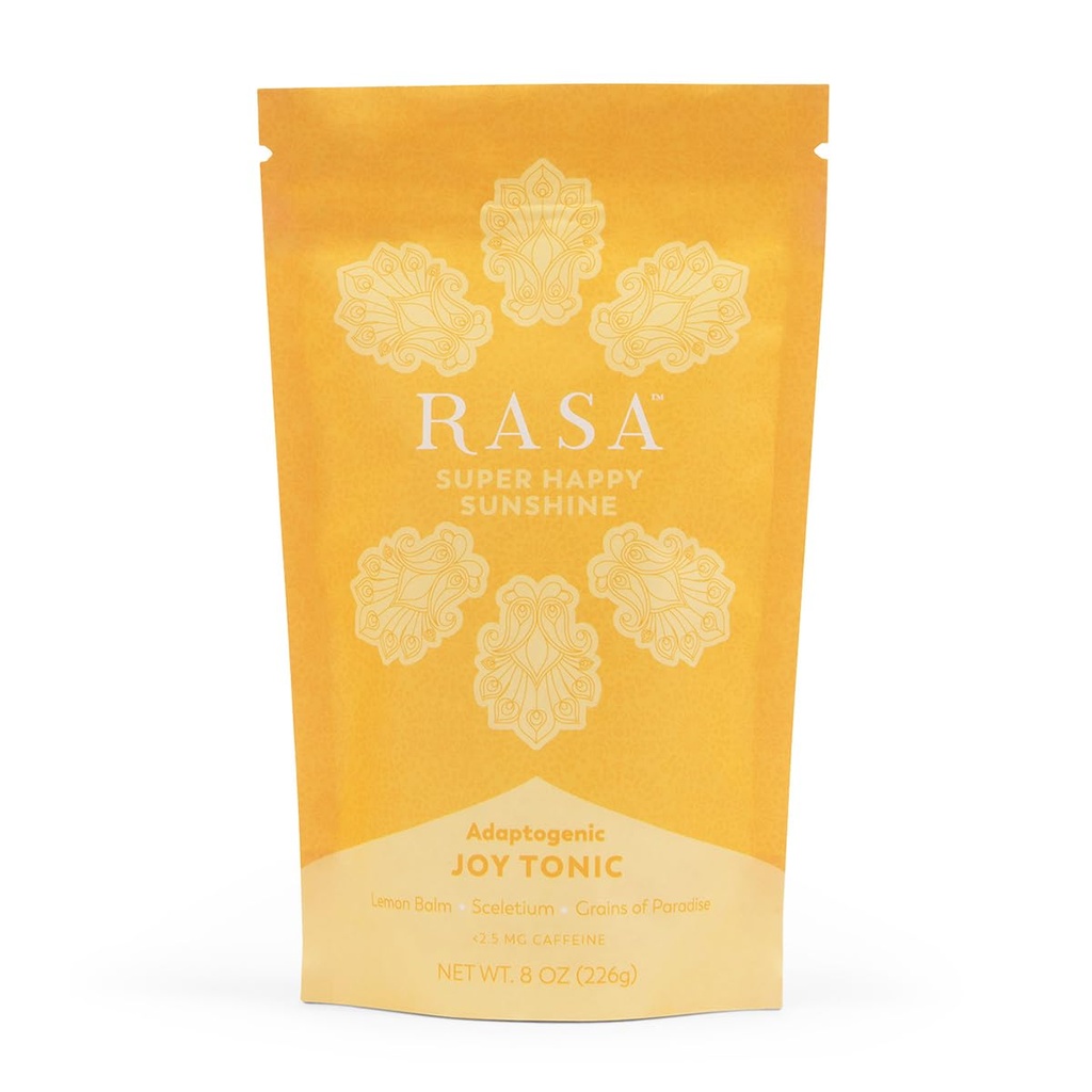 Rasa Super Happy Sunshine - Adaptogenic Houba Mood Booster 124; Lemon Tea Joy Tonic se Sceletium 124; Vegan, Keto, Ayurveda Wellness Tonic (8 oz / 30 Servings)