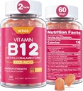NEVISS Vitamin B12 10000 mcg (methyl B12) Gummie s vitaminem D3, B9 Vitamin folát, Vitamin C, pro energetickou podporu & metabolismus, nervový systém, silná kost, imunitní podpora, nízký cukr, 120 Počet