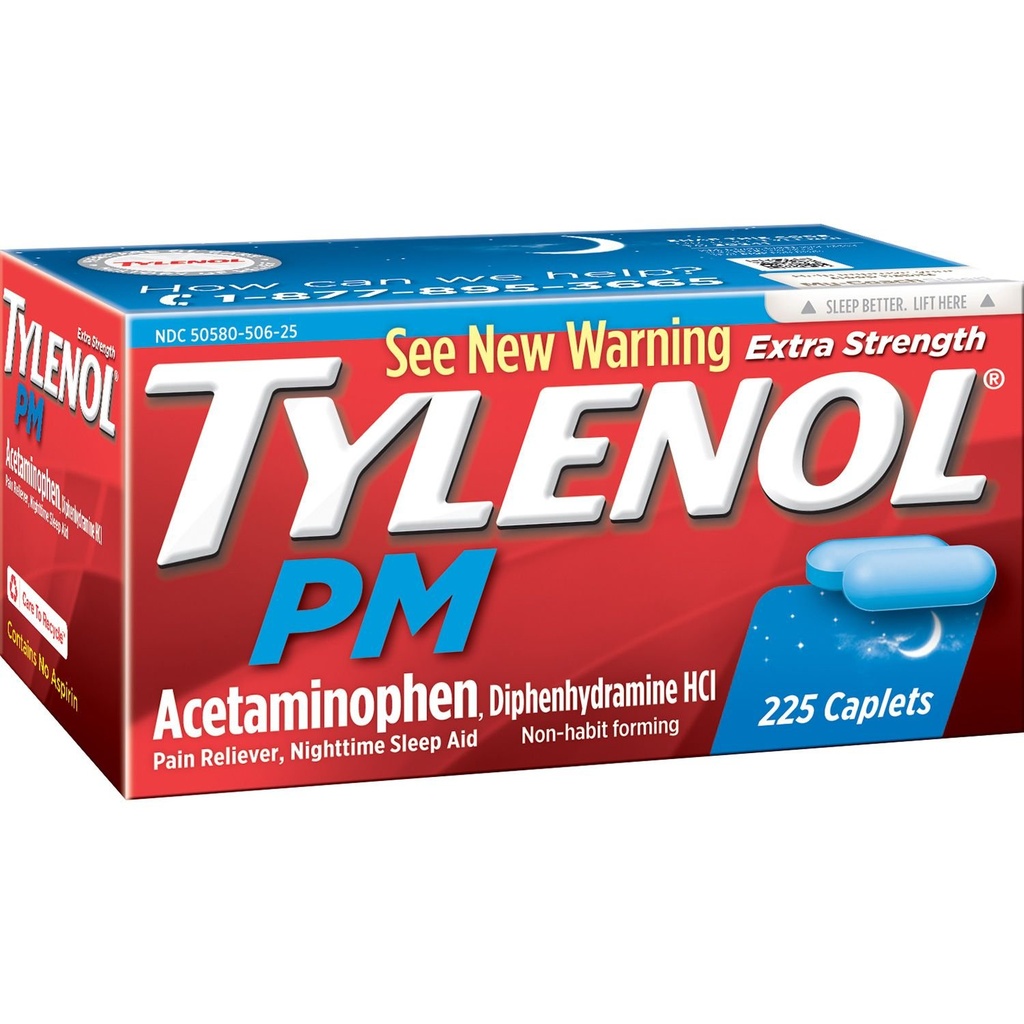 Tylenol Pm Extra Strength Pain Reliever + Sleep Aid, 225- caplets (1 balení)