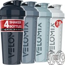 VELOMIX -4 PACK 28 Oz třepací láhev pro proteinové směsi - 4x Wire Whisk 124; Leak Proof Shaker Cups pro proteinové třepačky 124; Protein třepačka balení 124; Protein Shake Cup (Aqua Depths)