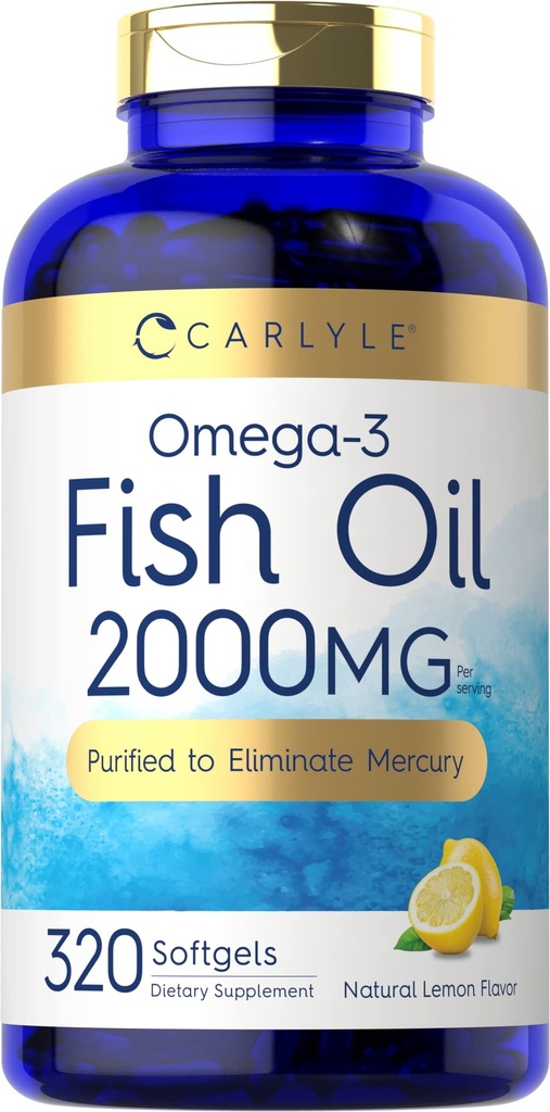 Carlyle Fish Oil Omega 3 doplňky 124; 2000mg Omega 124; 320 Softgels Omega 124; EPA & DHA Omega33 Omega4; Non- GMO, gluten zdarma pilulky