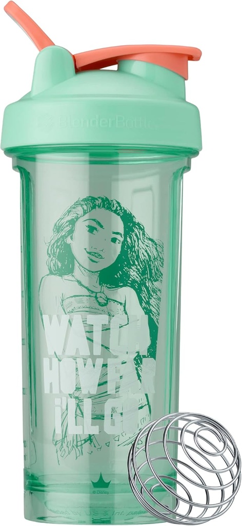BlenderBottle Disney Princezna Shaker láhev Pro Series, ideální pro proteinové třesy a předcvičení, 28-Ounce, Sledujte, jak daleko půjdu, Moana