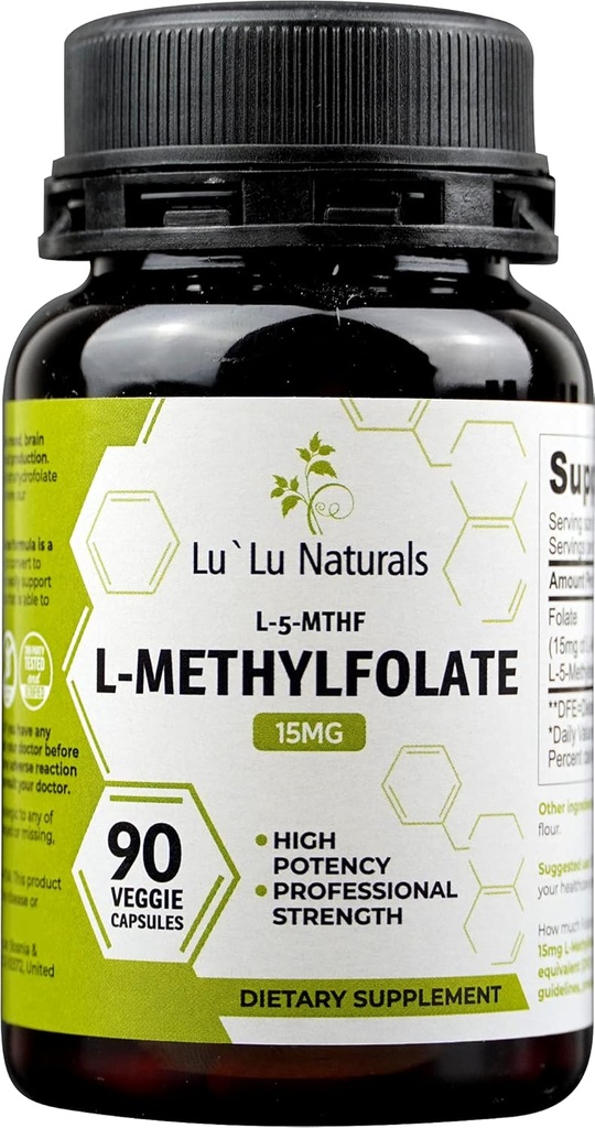 Lu 'Lu Naturals L- methylfolát 15mg Optimalizovaná a aktivovaná kyselina listová. 90 Veggie Caps methyl folát, L- 5- mthf